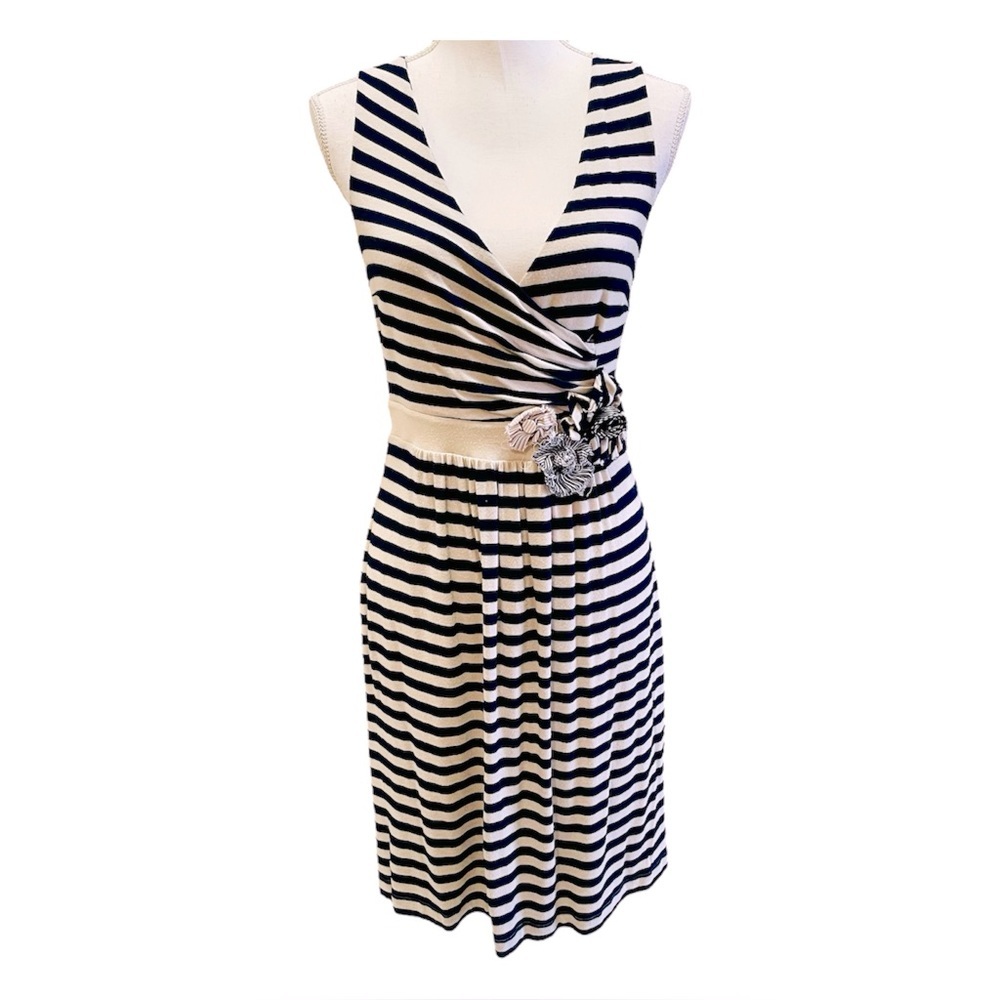 Little Yellow Button by Anthropologie Striped Sleeveless Dress Small